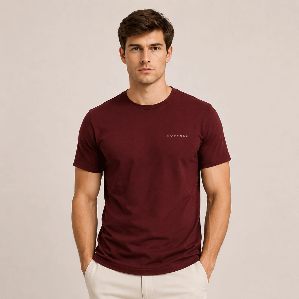 Classic Crew Neck T-Shirt - Burgundy