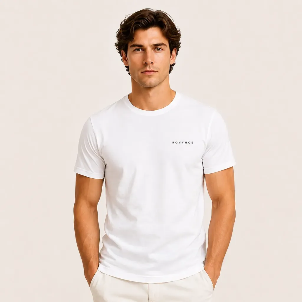 Classic Crew Neck T-Shirts (Small, White)
